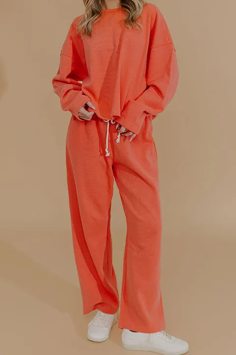 Weekend Away High Waist Knit Pants In Coral
