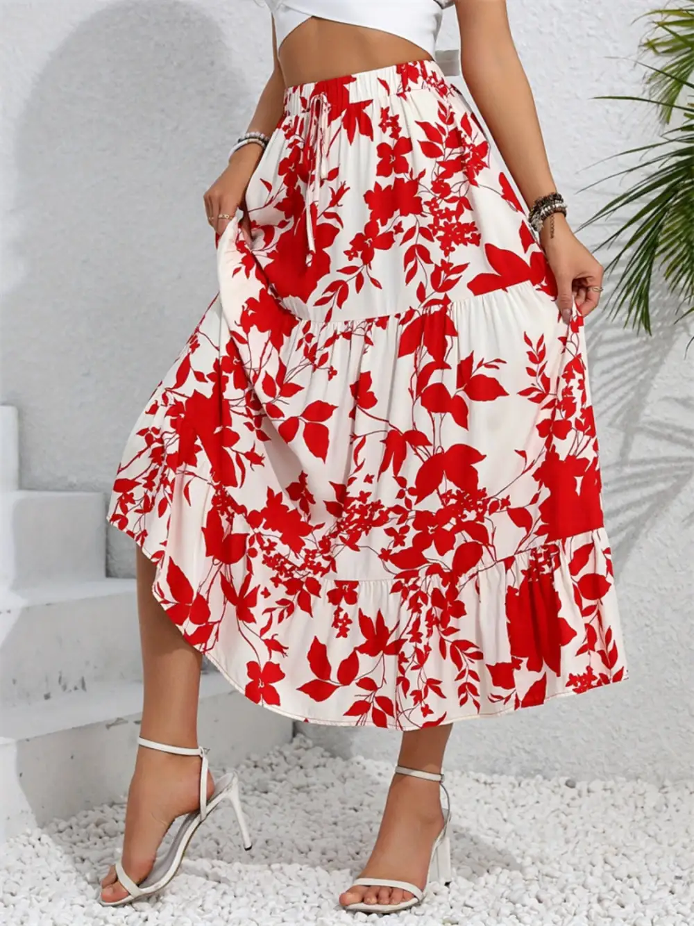 Ruffle Ruffled Midi Skirt