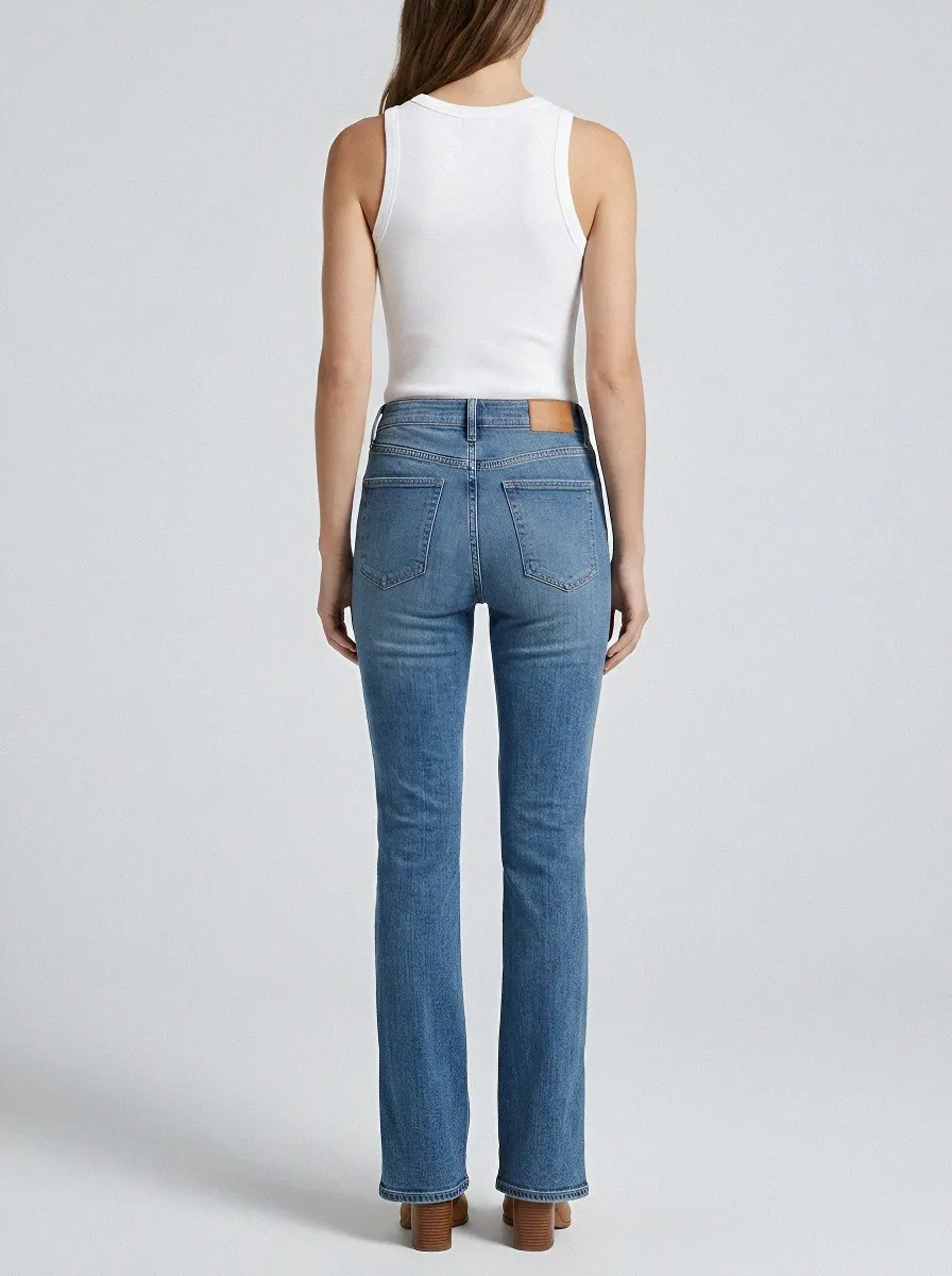 Stretch Split-Hem Women's High-Waist Stretch Flare Jeans