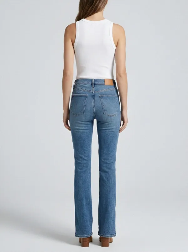 Stretch Split-Hem Women's High-Waist Stretch Flare Jeans