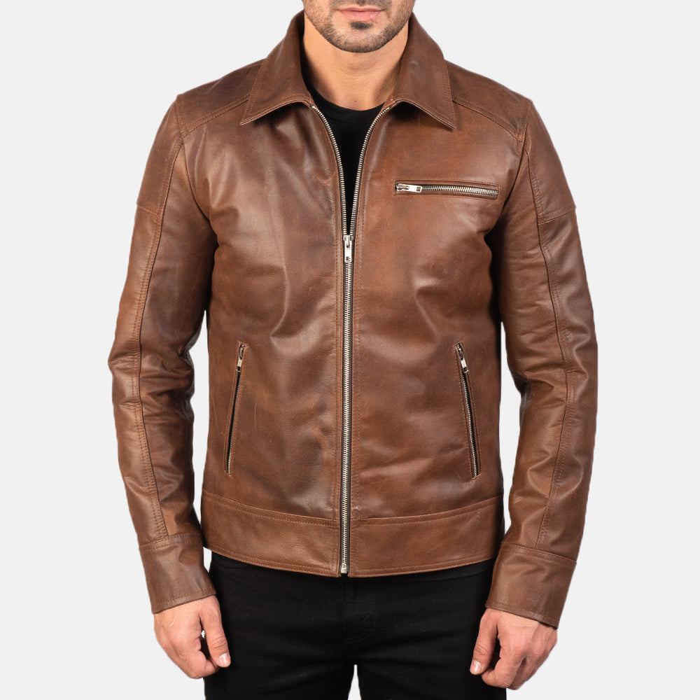 Men's Utility Biker Leather Jacket