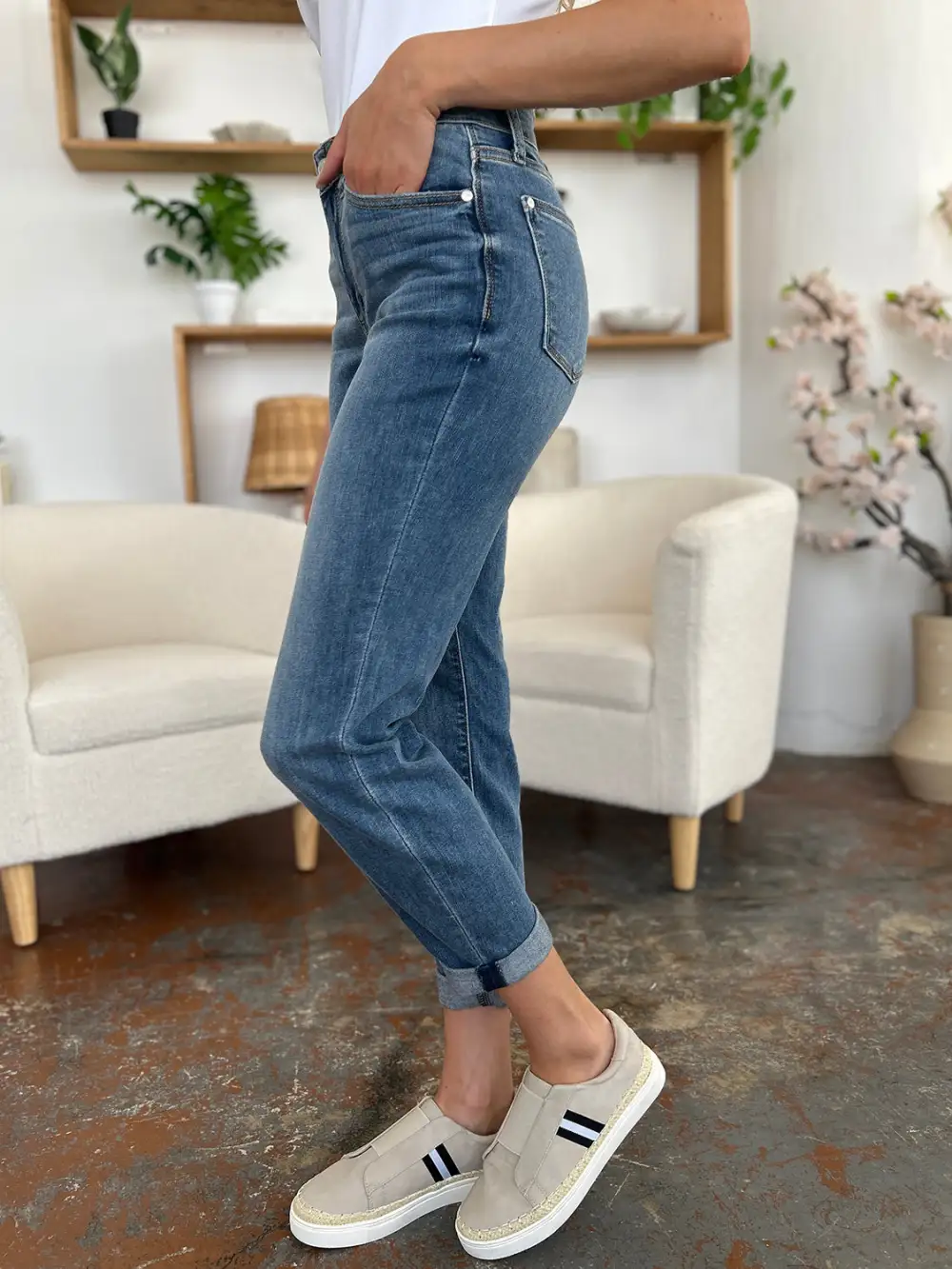 Clean Cuffed Denim Jeans