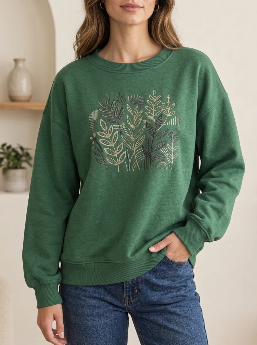 Women's Printed Botanical Crewneck Sweatshirt