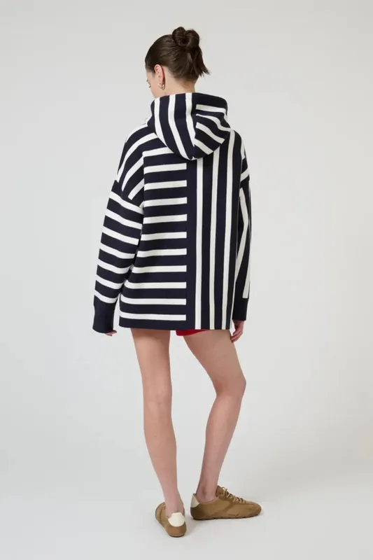 Navy Stripe Hooded Sweater