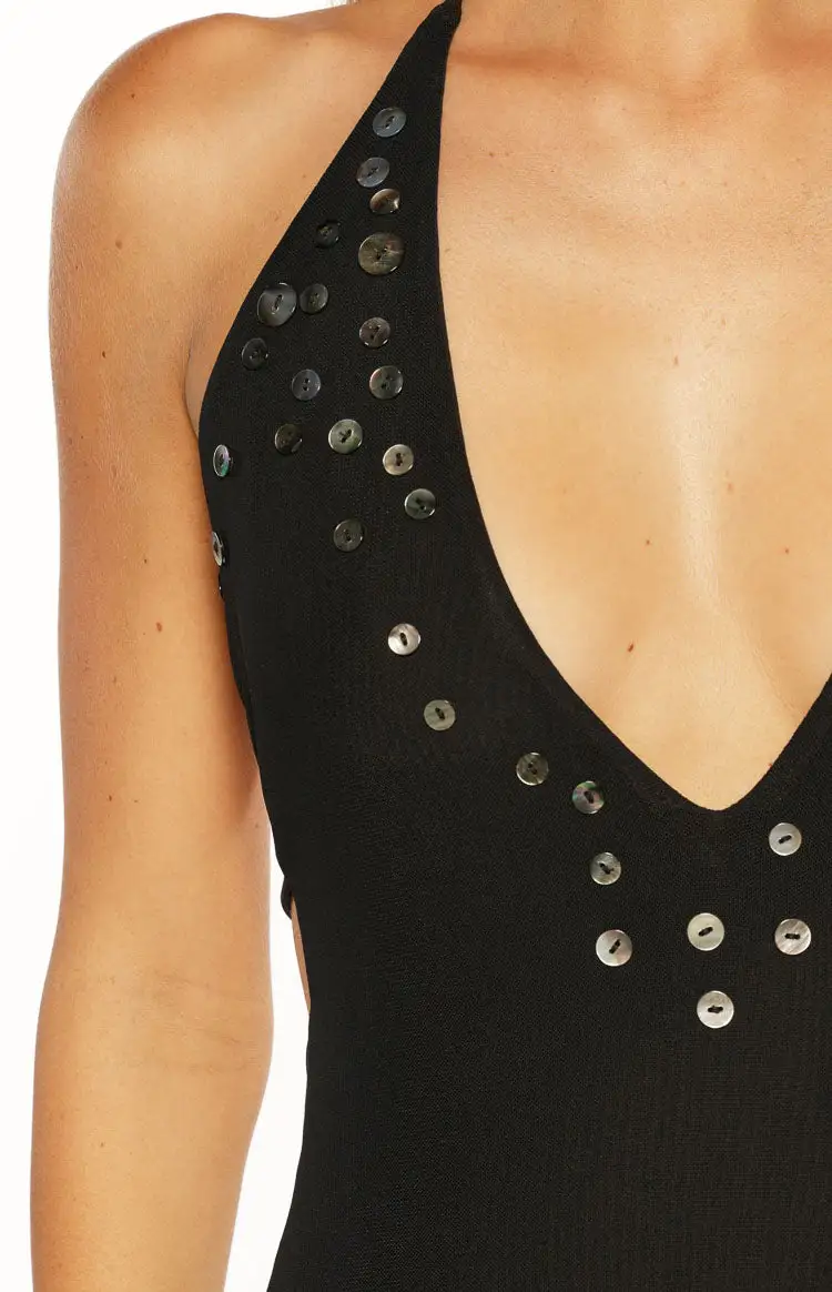 Halter Neck V Neck Frills Mini Dress