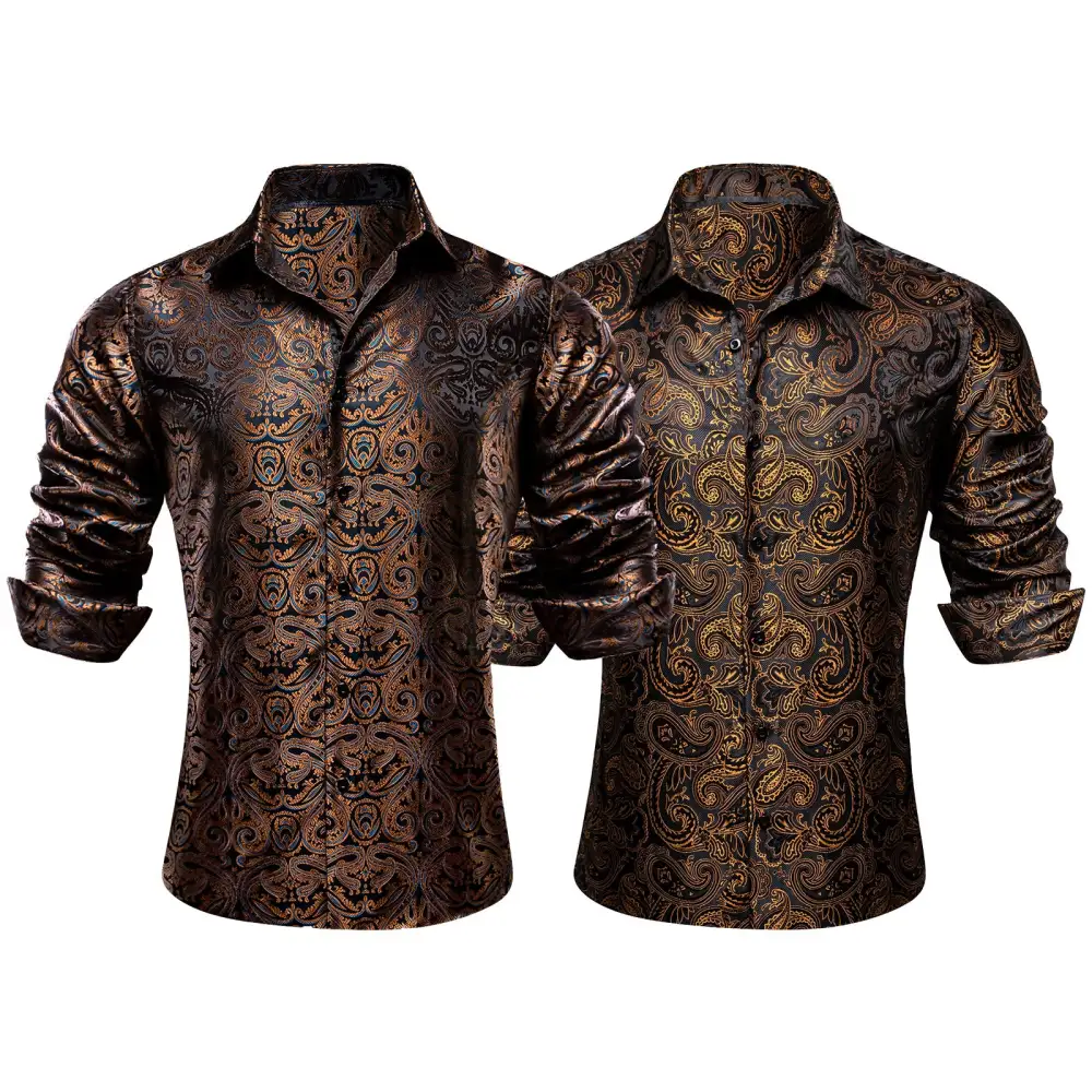 Versatile Paisley Long Sleeve Silk Dress Shirt