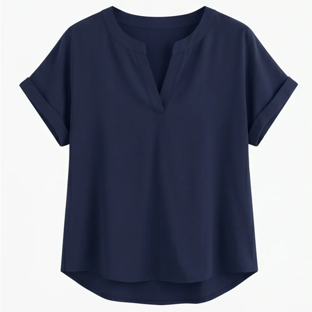 Soft Drape V Neck Blouse