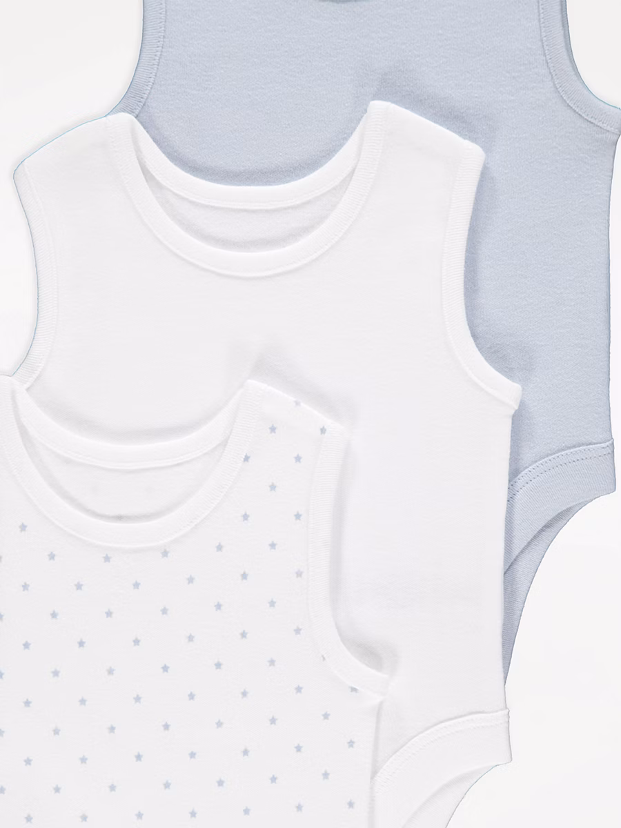 Blue Sleeveless Bodysuits 3 Pack detail 1