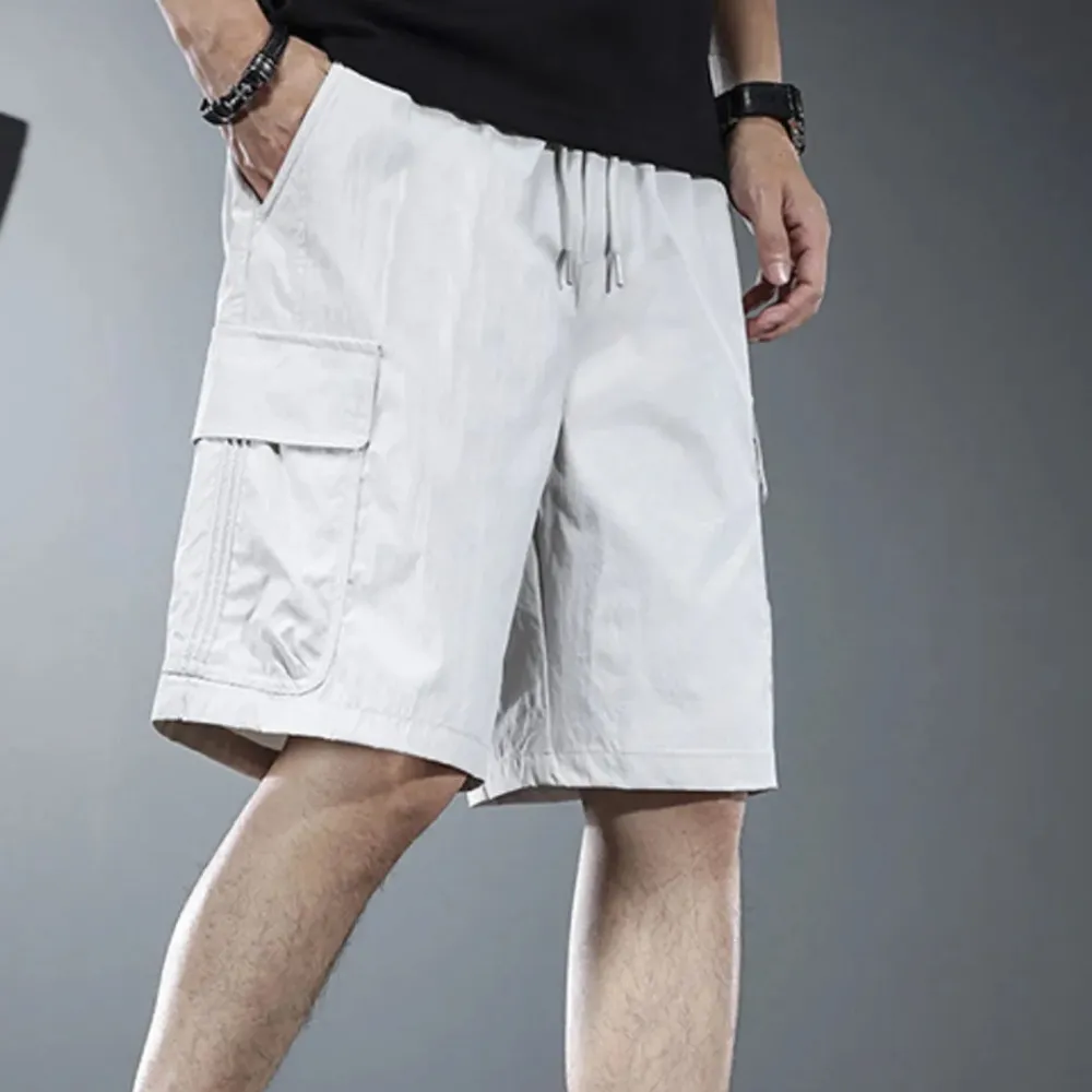 Polished Drawstring Pocket Detail Washed Cargo Shorts
