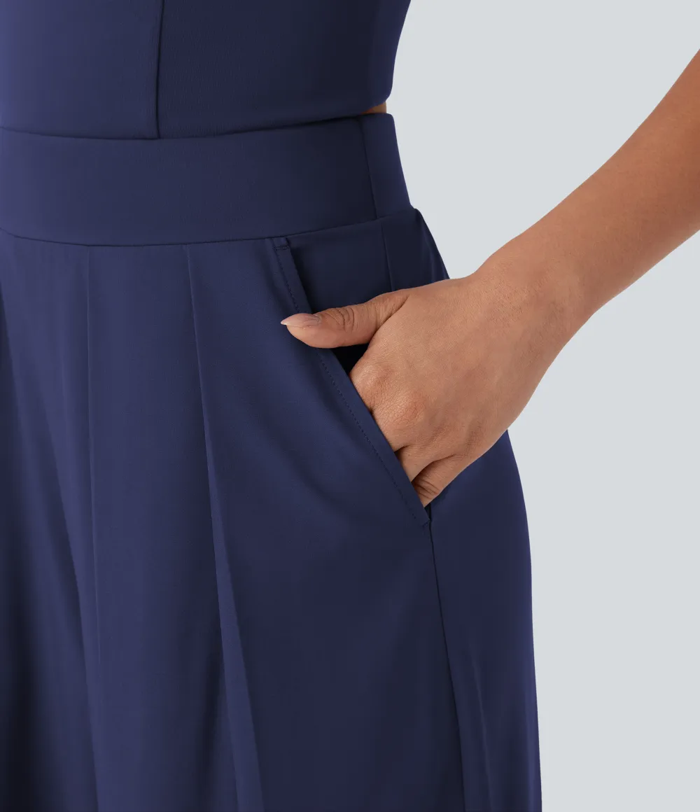 Breezeful Wide Leg Quick Dry Casual Slip Jumpsuit with Pockets-Easy Peezy Edition