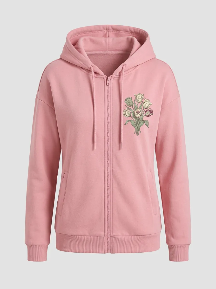 Women's Zip-Front Hooded Drawstring Hoodie