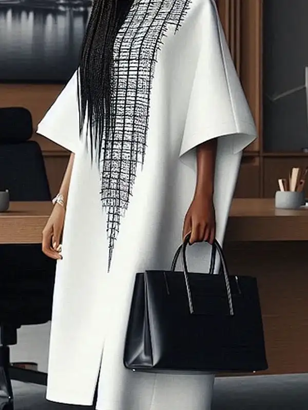 Printed Neck Midi Dress