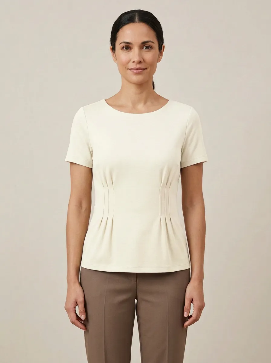 Peplum Pleated Fitted Peplum Top