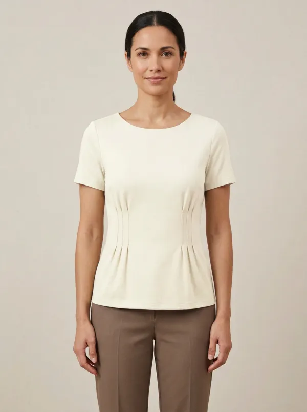 Peplum Pleated Fitted Peplum Top