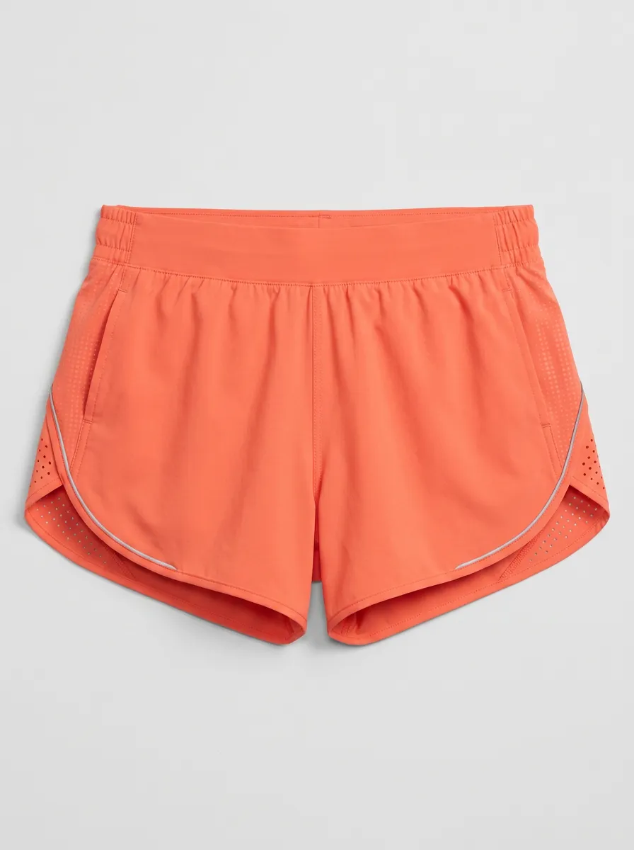 Women's Athletic Fitness Coral Perforated Running Shorts