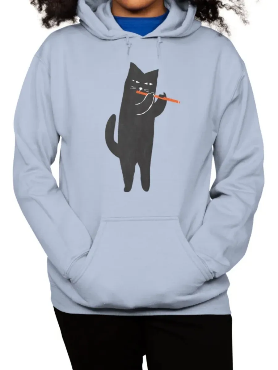 Flute Cat Casual Hoodie