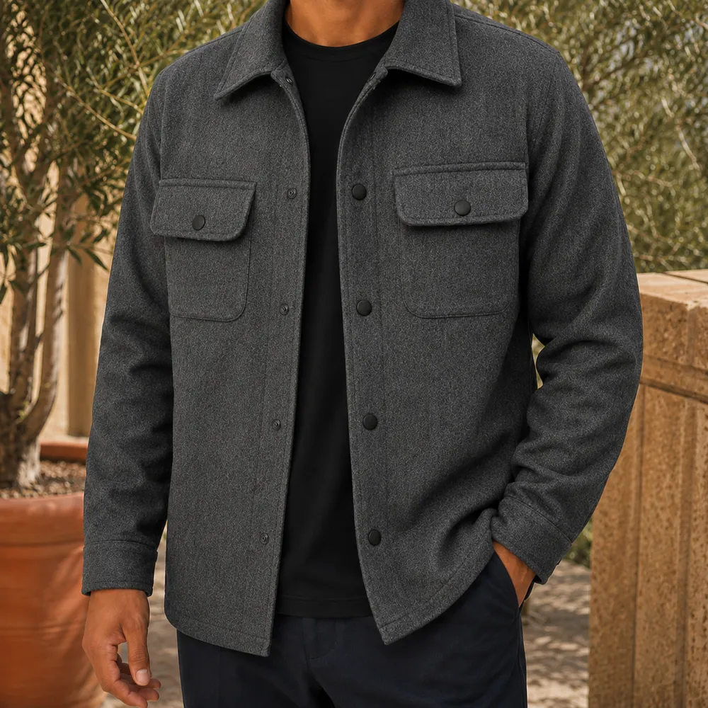 Utility Woven Snap-Front Jacket