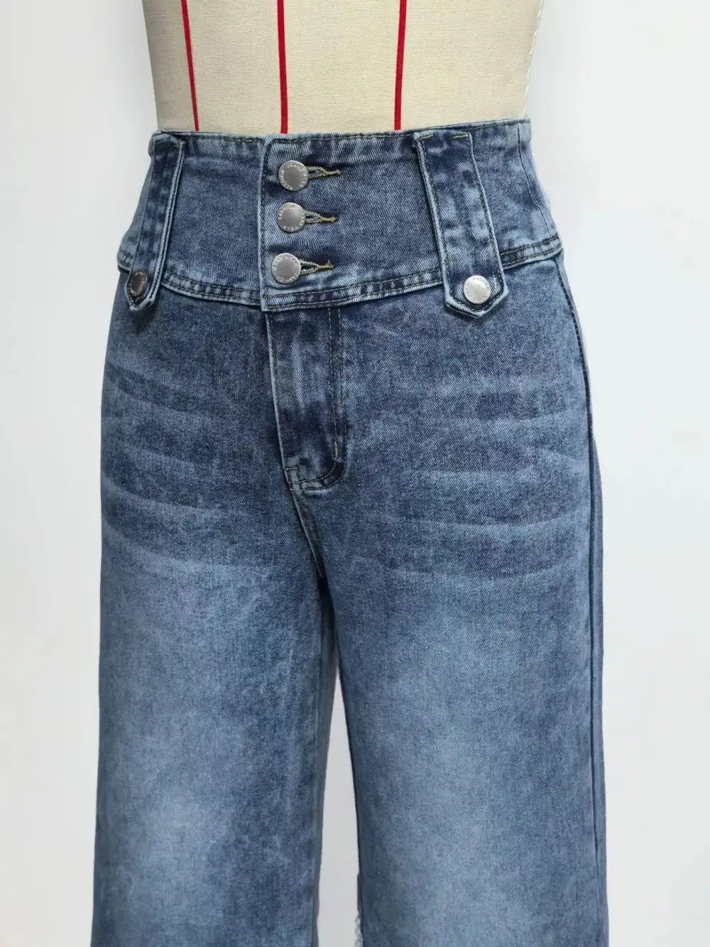 Trendy Women' High Waist Button Decor Wide Leg Jeans