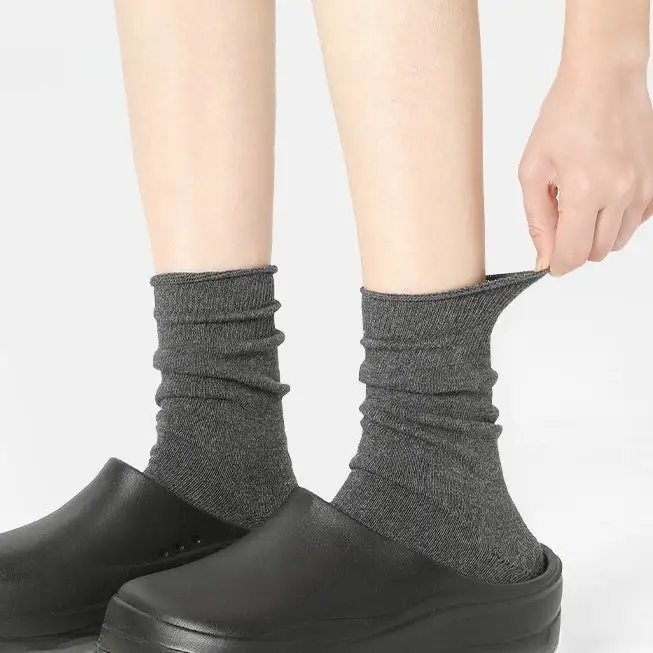 Classic Ribbed Cotton Slouch Crew Socks