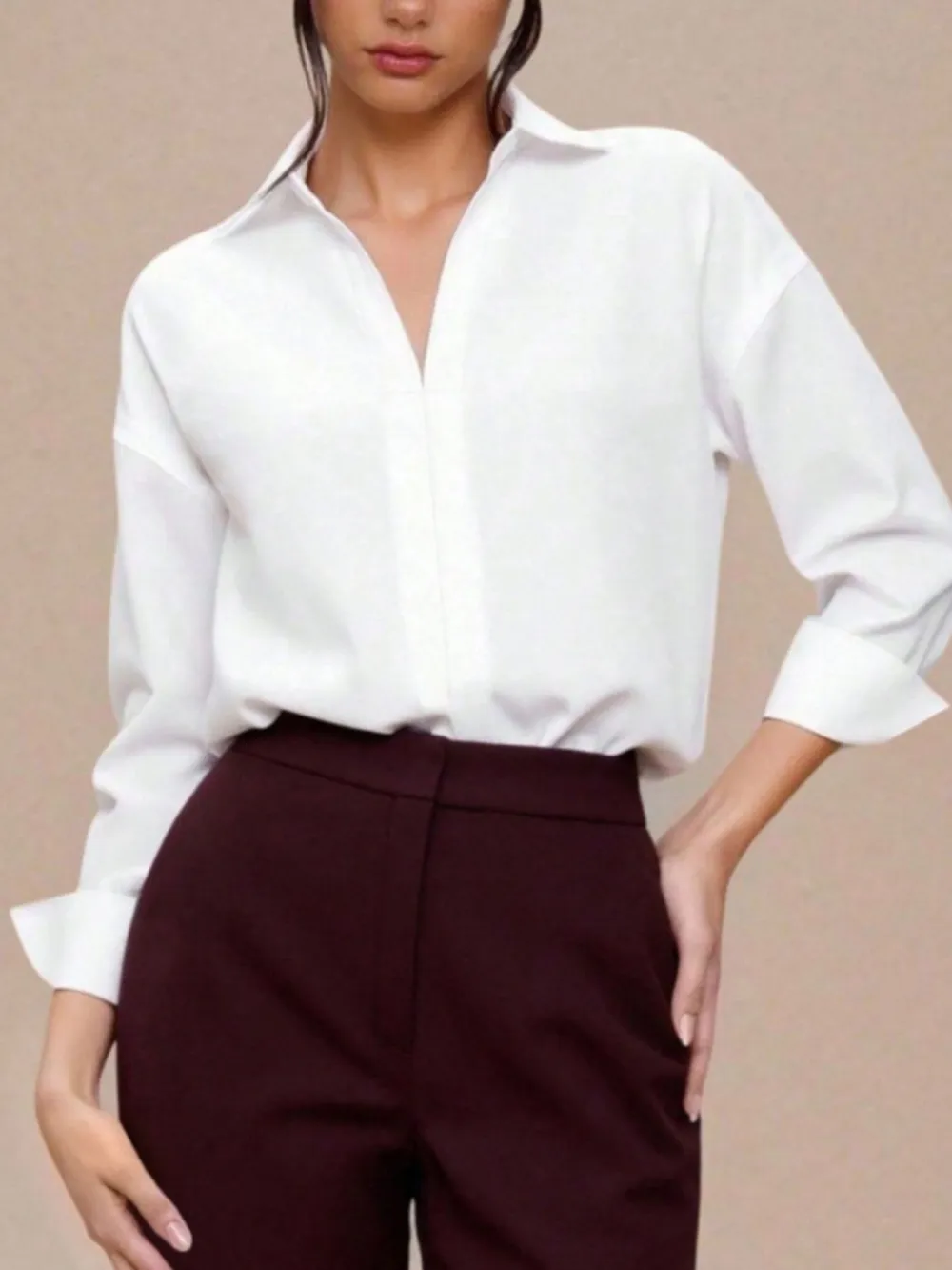 Button Down Long Sleeve Bodysuit Shirt