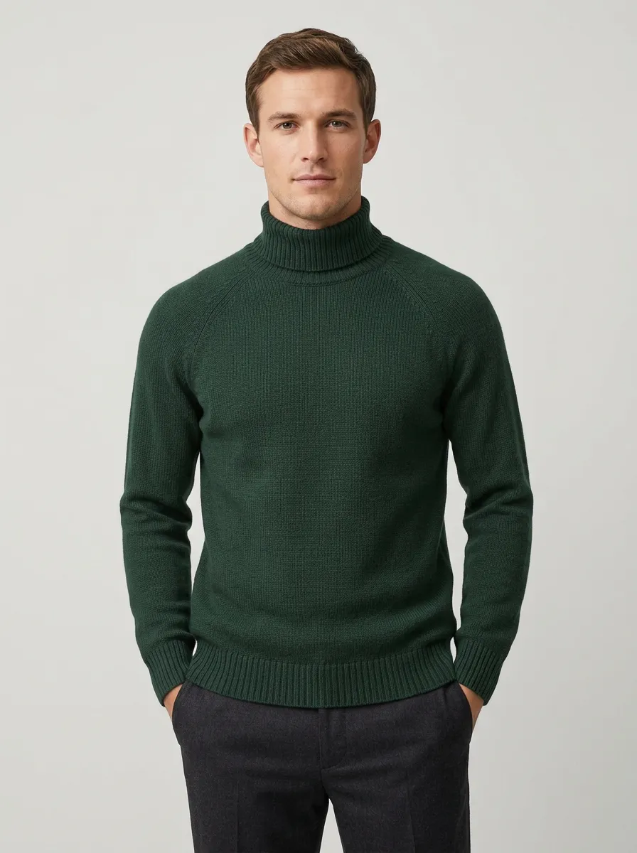 Men's Comfort Fit Ribbed Knit Turtleneck Sweater