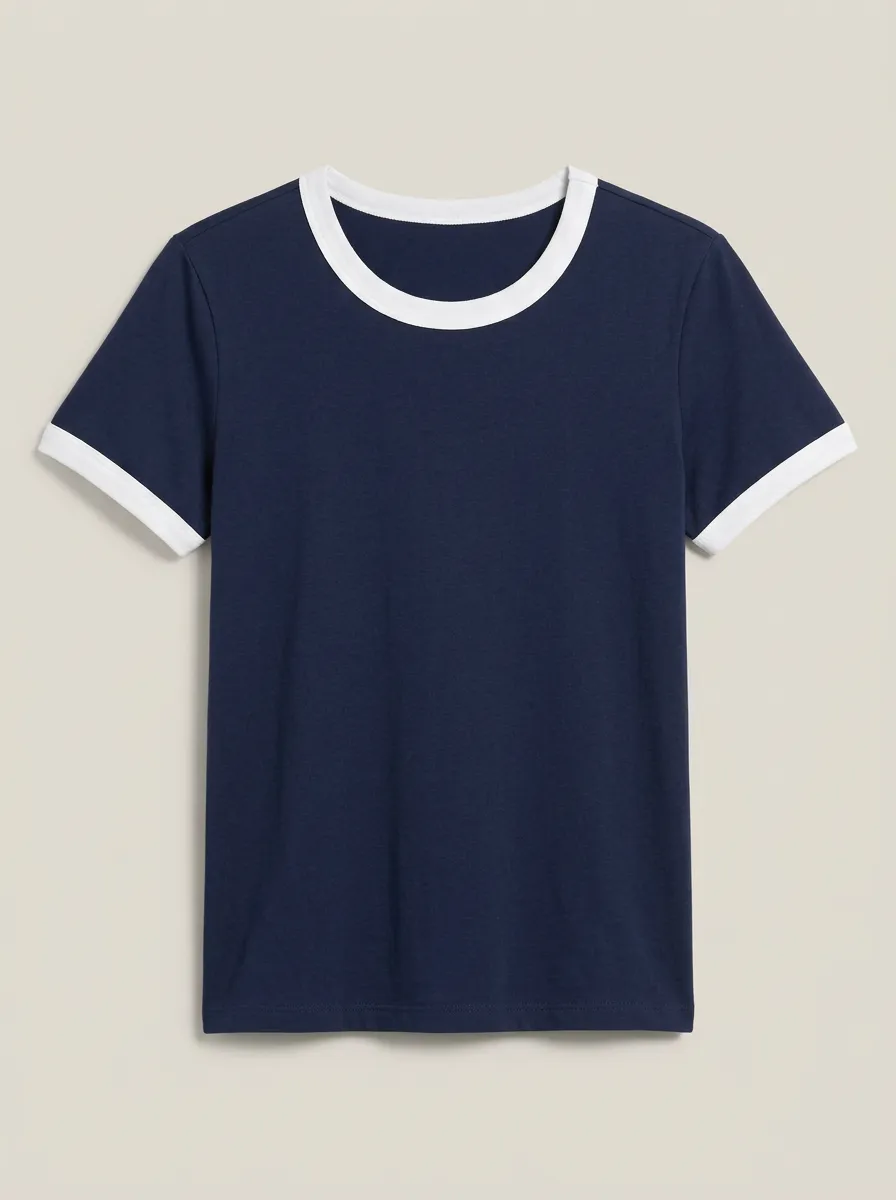 Women's Regular-Fit Crewneck Ringer T-Shirt