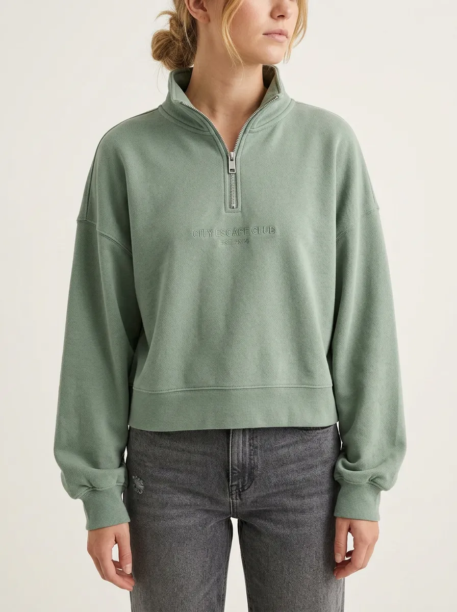 Women's City Escape Club Embroidered Quarter Zip Sweatshirt