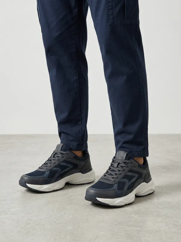 Men's Navy Sporty Navy Mesh Athletic Sneakers