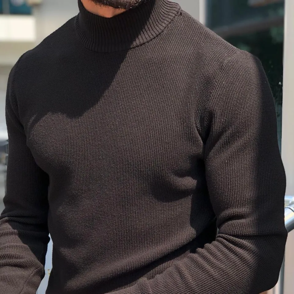 Slim Fit Knit Cotton Turtleneck Sweater