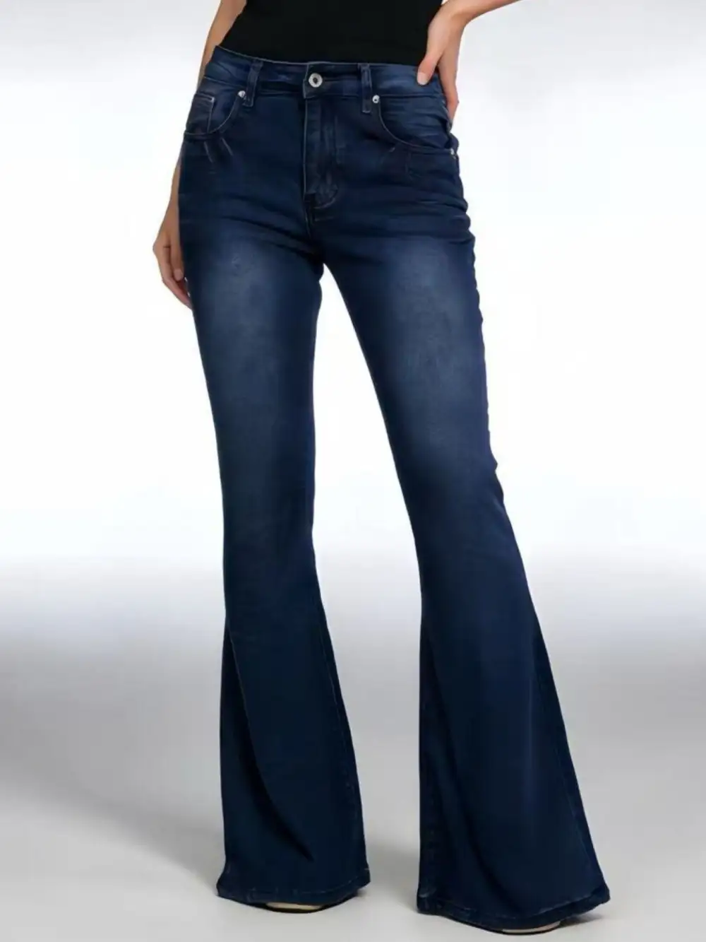 Vintage Wash High-Waisted Flare Jeans