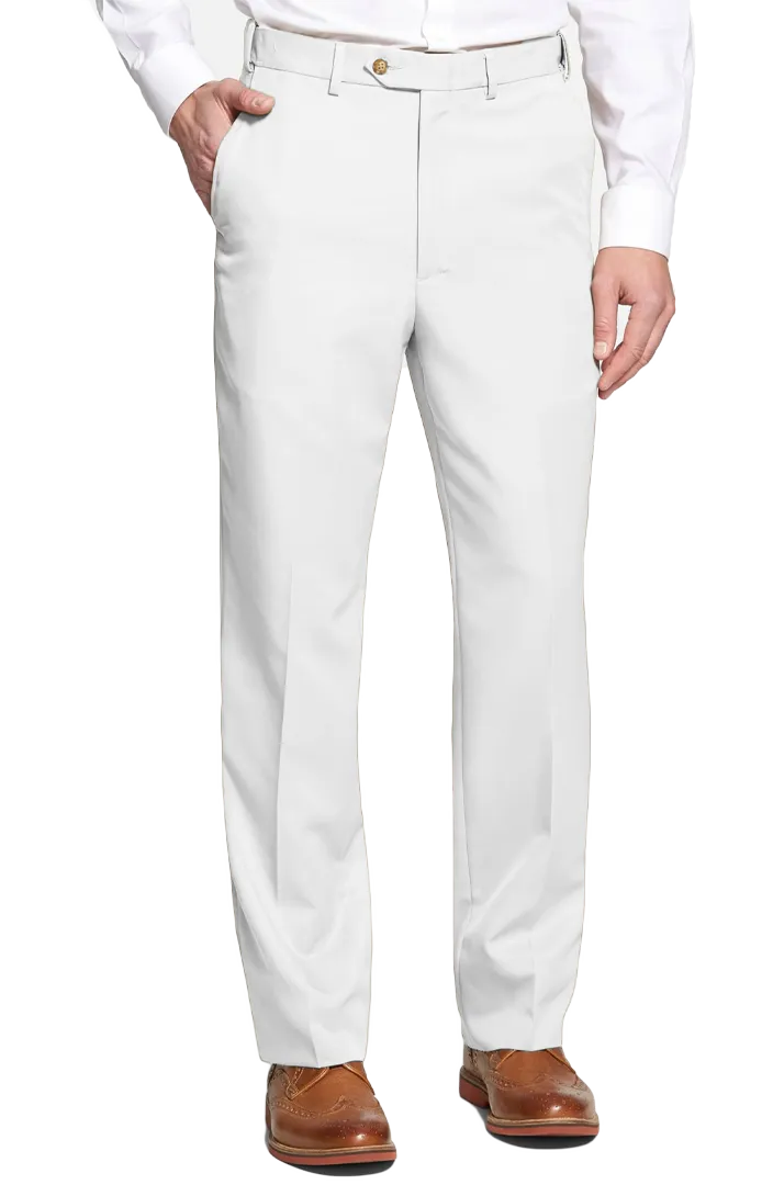 Casual Microfiber Performance Flat Front Pleated Front Short Rise Trousers