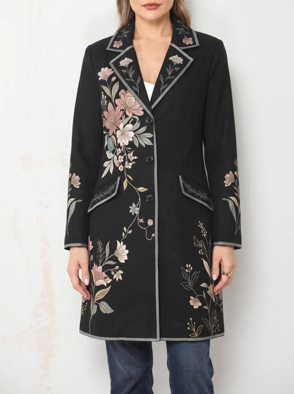 Women's Floral Botanical Vintage Printed Blazer Coat