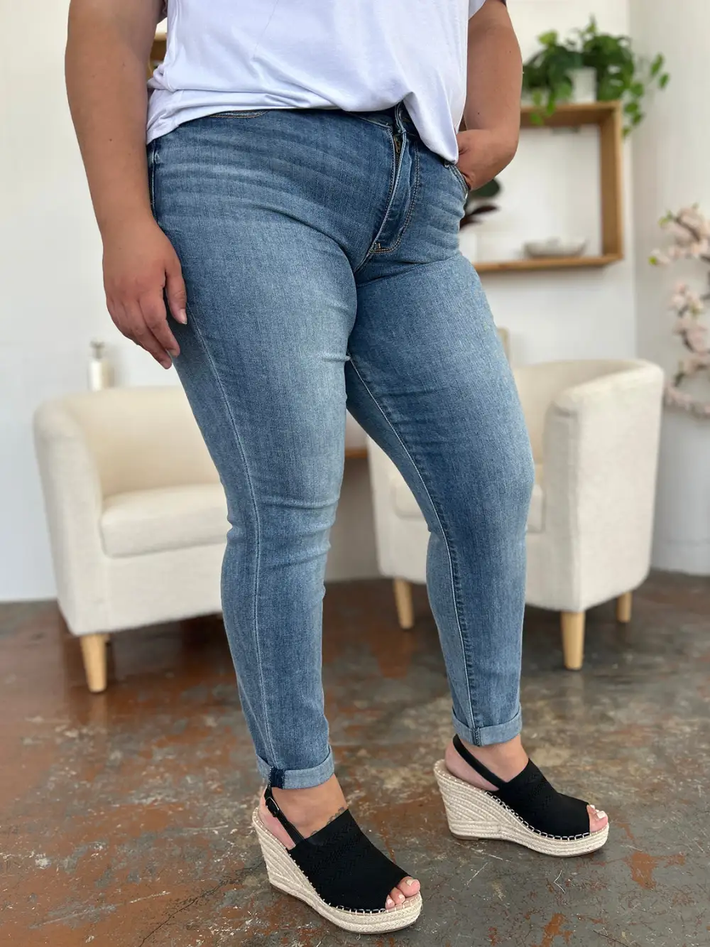 Clean Cuffed Denim Jeans