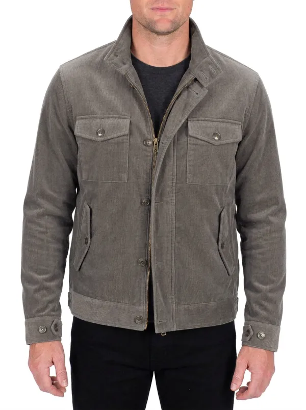 Men's Casual Olive Green Corduroy Field Jacket