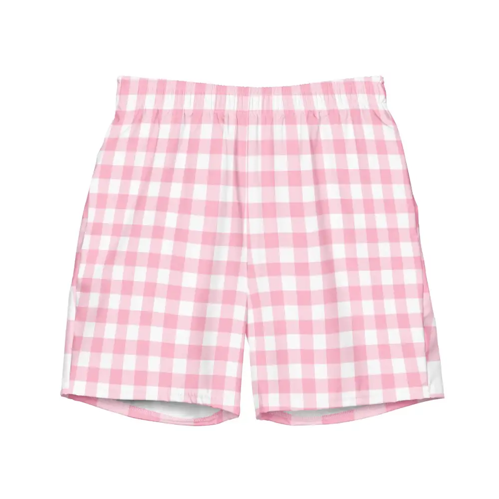 Stretch Gingham Swim Trunks