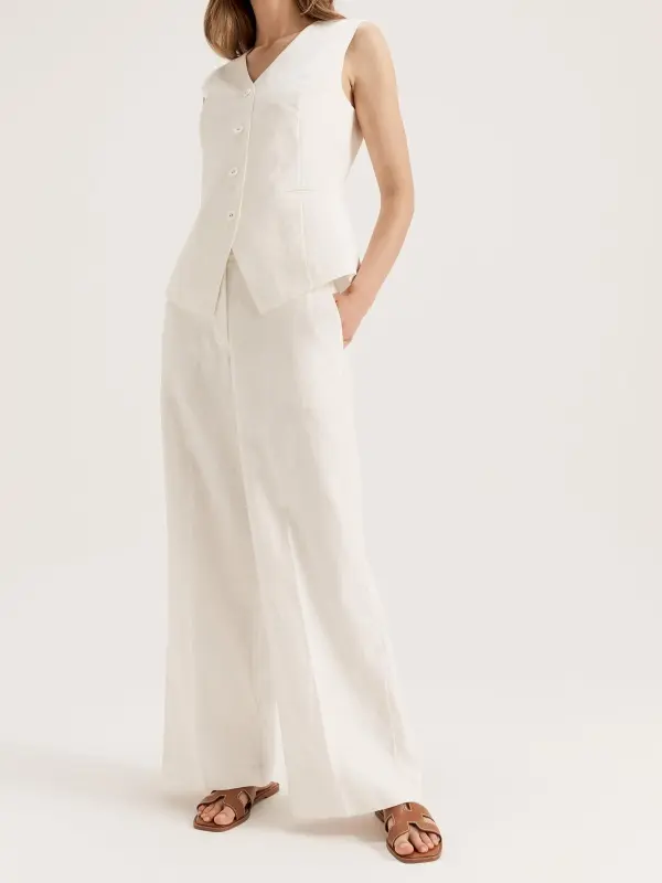 V-neckline Button Front Vest