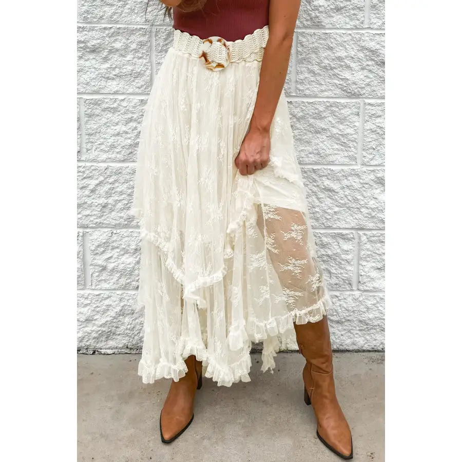Lace Tiered Midi Skirt