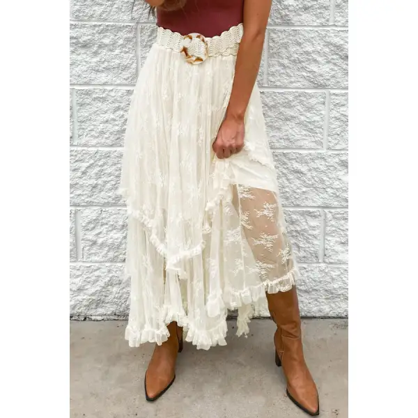 Lace Tiered Midi Skirt
