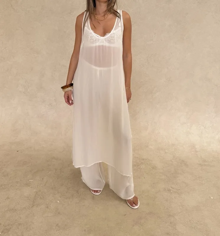White Sheer Tunic Dress