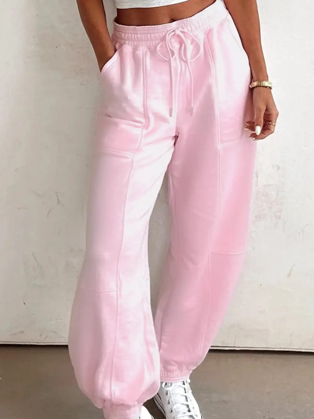 Sweat Drawstring Relaxed Fit Pocketed Pants
