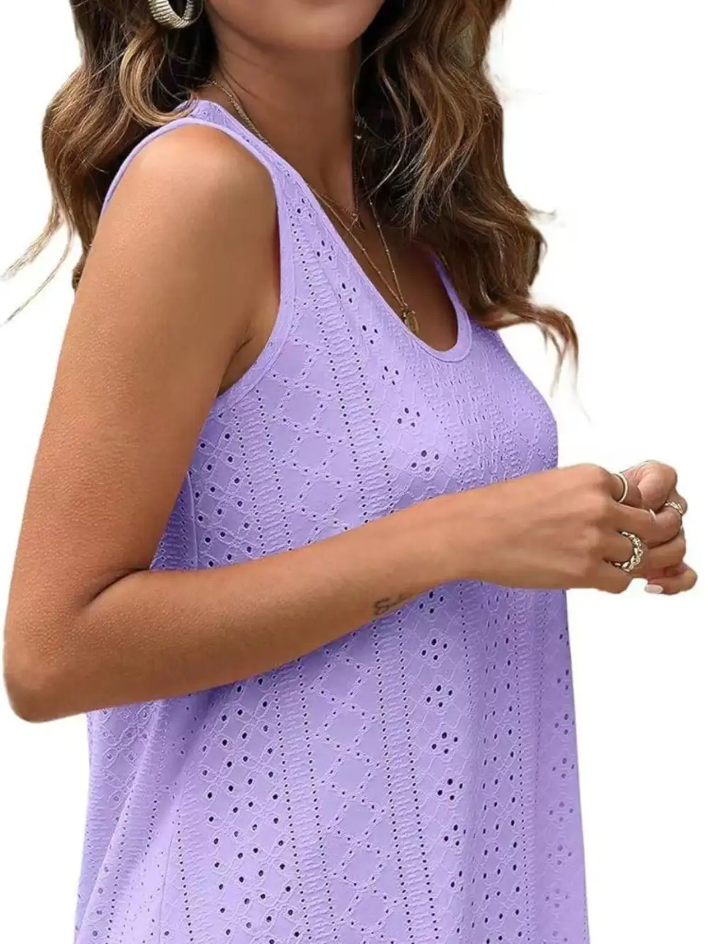 Scoop-Neck Eyelet Tank Top