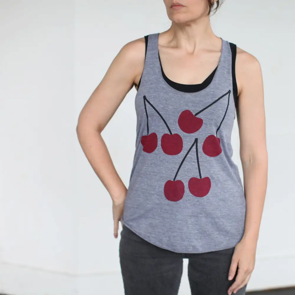 Cherry Graphic Racerback Tank Top