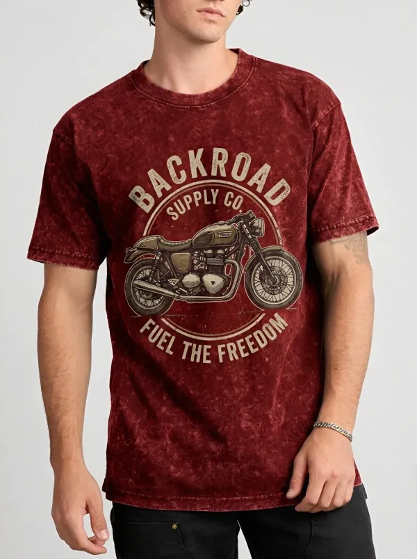 Men's Motorcycle Biker Backroad Supply Co Printed T-shirt