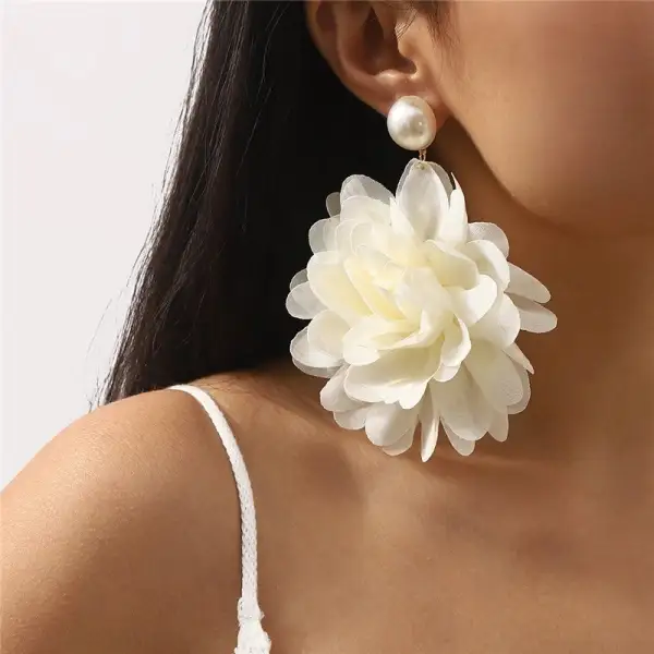 Modern Floral Pearl Statement Earrings