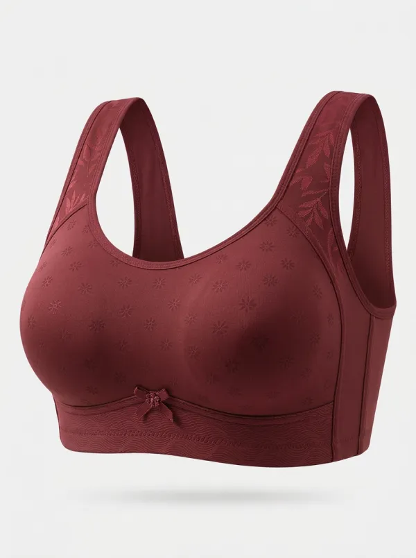 Women's Plus Size Sage Green Leaf Full-Coverage Wireless Bra