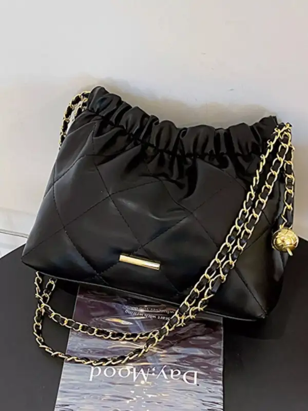 Quilted Ruched Chain Shoulder Bag