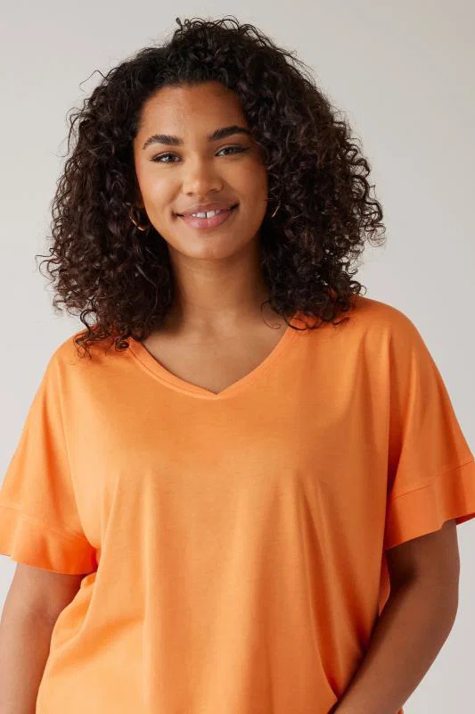 Orange V-Neck Modal Rich T-Shirt detail 3