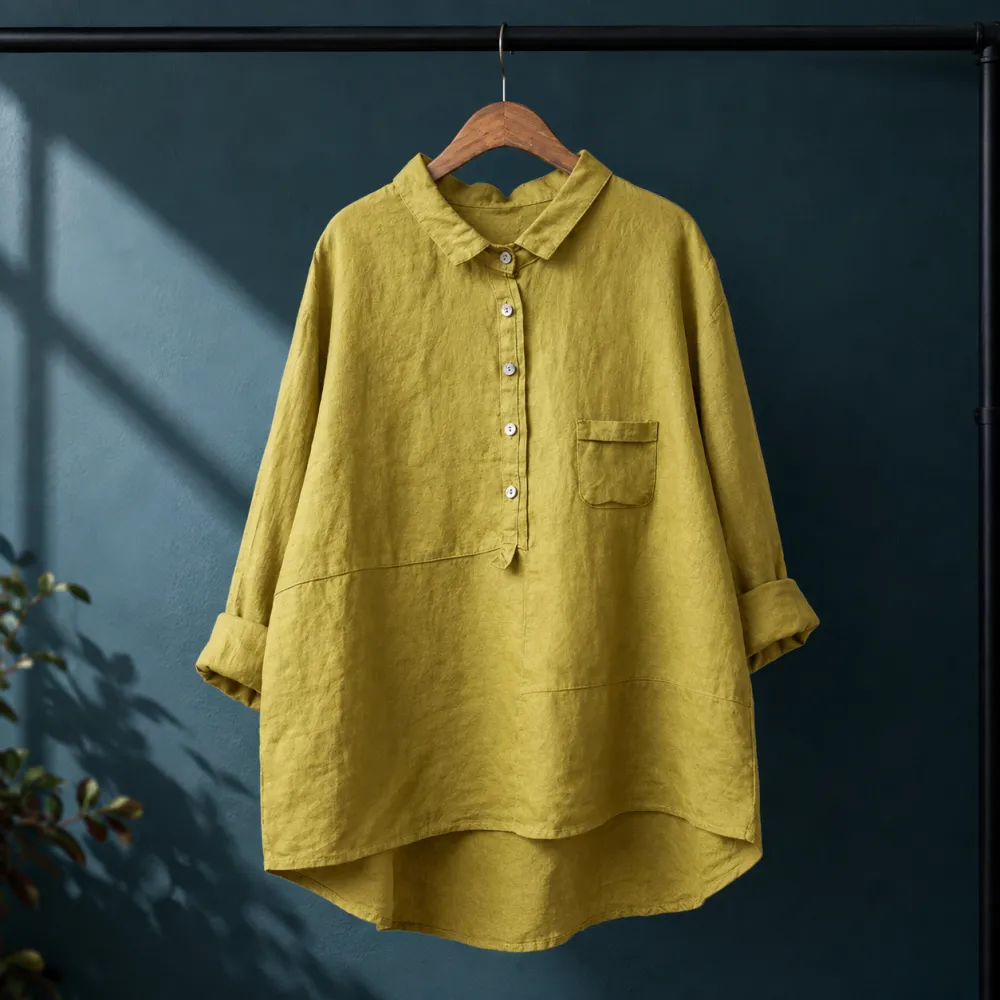 Refined Relaxed Collared Blouse