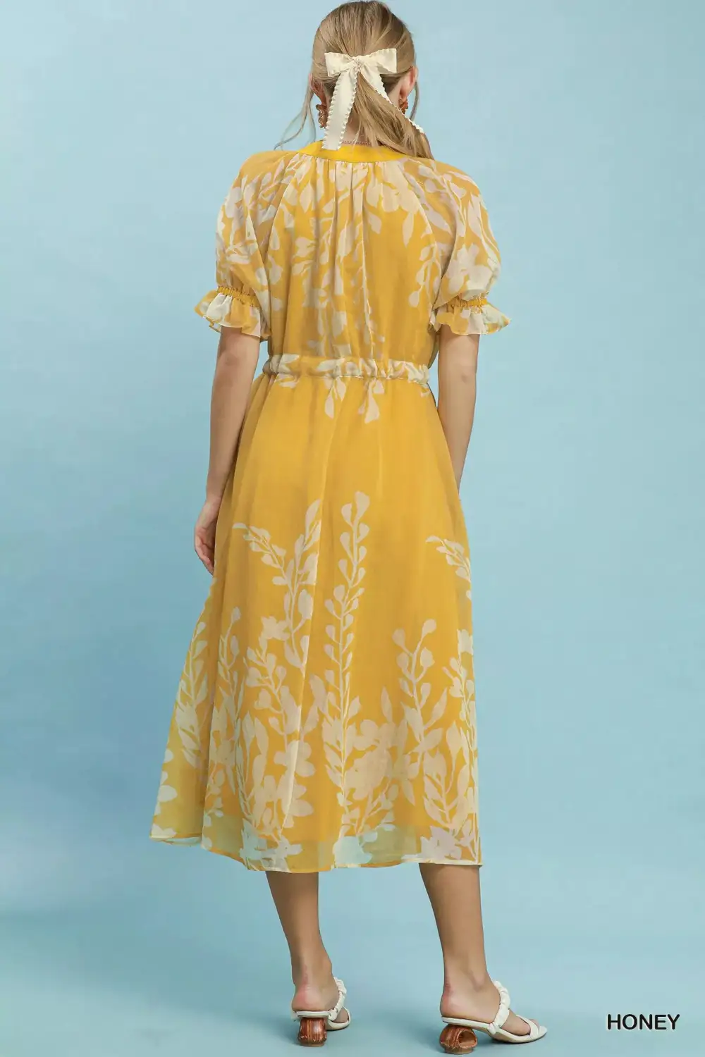 Dress Tie Waist Midi Dress with Side Pockets