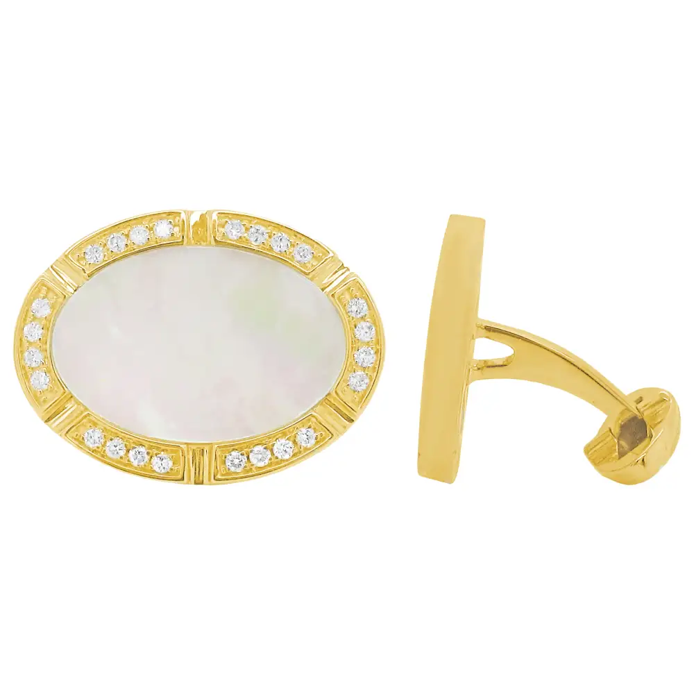 Modern Diamond Mother Of Pearl Cufflinks